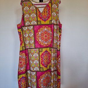 Pink novelty print tank dress